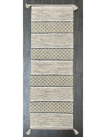 Natural runner with pattern, beige 183x64 / import India - 1
