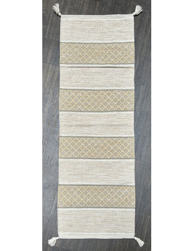 Bavlněný běhoun s geometrickým vzorem, béžový 184x62 | dovoz Indie - 1