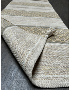 Bavlněný běhoun s geometrickým vzorem, béžový 184x62 | dovoz Indie 2