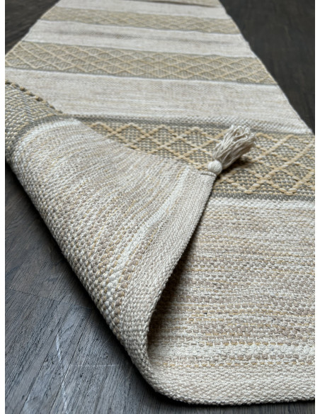 Bavlněný běhoun s geometrickým vzorem, béžový 184x62 | dovoz Indie - 2