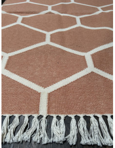 Bavlněný kobereček s geometrickým vzorem, oranžový 92x62 | dovoz Indie 2