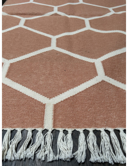 Bavlněný kobereček s geometrickým vzorem, oranžový 92x62 | dovoz Indie b