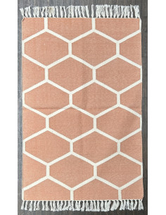 Bavlněný kobereček s geometrickým vzorem, oranžový 92x62 | dovoz Indie - 1