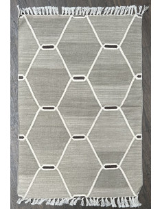 Bavlněný kobereček s geometrickým vzorem, šedý 92x62 | dovoz Indie - 1
