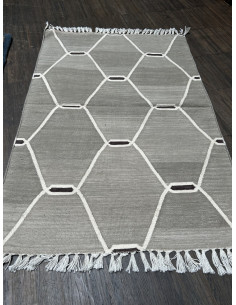 Bavlněný kobereček s geometrickým vzorem, šedý 92x62 | dovoz Indie 2