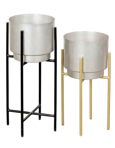 Pot holder on metal stand, black | import India - 2