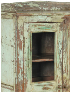 Původní teaková skříňka s prosklenými dveřmi | dovoz Indie 2