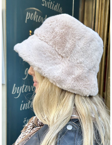 Kožešinový klobouk béžový se zvířecím vzorem |...