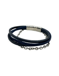 Pánský náramek z modré kůže a provázku | dovoz Le Patio