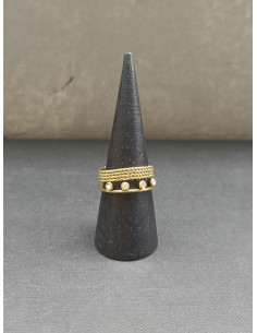 Prsten víceřadý se štrasovými kamínky, zlatý | PIOU PIOU