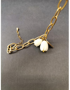 Řetězový náramek s perleťovými přivěsky, zlatý | PIOU PIOU - 1 2