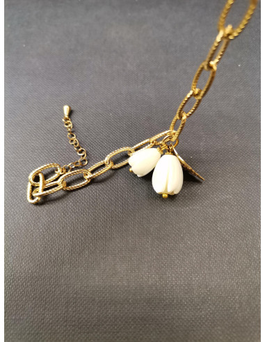 Řetězový náramek s perleťovými přivěsky, zlatý | PIOU PIOU a