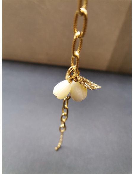 Řetězový náramek s perleťovými přivěsky, zlatý | PIOU PIOU c