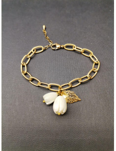 Řetězový náramek s perleťovými přivěsky, zlatý | PIOU PIOU