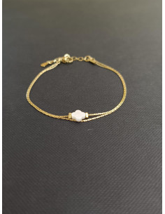 Řetízkový dvojitý náramek s perleťovým čtyřlístkem | PIOU PIOU