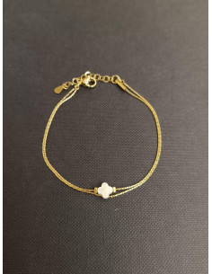 Řetízkový dvojitý náramek s perleťovým čtyřlístkem | PIOU PIOU 2