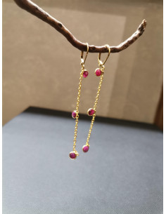 Řetízkové náušnice s rubíny, zlaté | PIOU PIOU 2