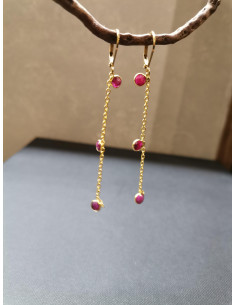 Řetízkové náušnice s rubíny, zlaté | PIOU PIOU