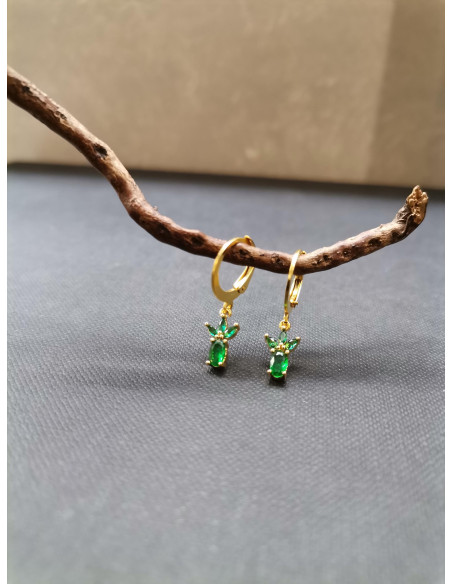 Náušnice se štrasovým ověskem ve tvaru ananasu | PIOU PIOU - 2