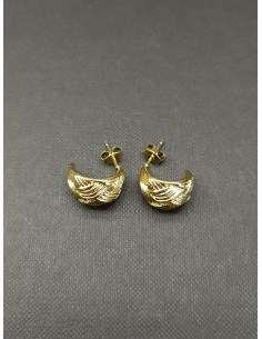 Náušnice ve tvaru zdobeného půlkruhu, zlaté | PIOU PIOU - 1 2