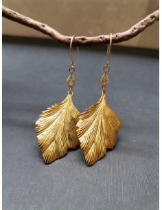 Visací náušnice ve tvaru listu zdobené štrasem | PIOU PIOU 2