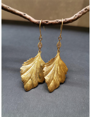 Visací náušnice ve tvaru listu zdobené štrasem | PIOU PIOU a