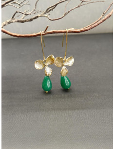 Earrings with flower and green aventurine | PIOU PIOU - 1