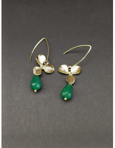 Earrings with flower and green aventurine | PIOU PIOU - 1 2