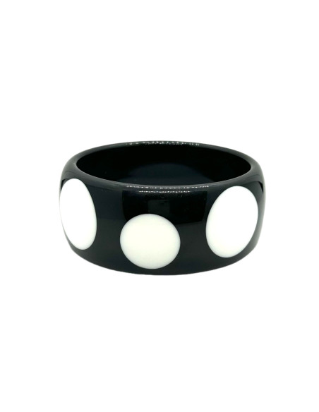 Náramek pevný v černé barvě s puntíky | KLÉO PARIS