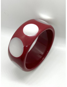 Náramek pevný v červené barvě s puntíky | KLÉO PARIS 2