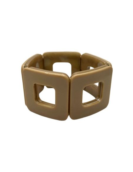 Náramek z tvarovaných čtverců v béžové barvě | KLÉO PARIS - 1