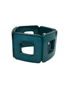 Náramek z tvarovaných čtverců v petrolejové barvě | KLÉO PARIS - 1