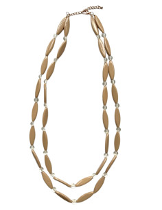 Korálkový náhrdelník v béžové barvě | KLÉO PARIS - 1