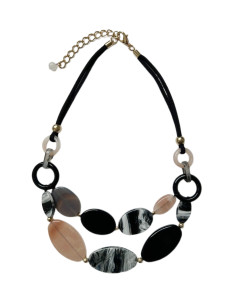 Náhrdelník s kameny v šedo - černých barvách | LORIANE - 1