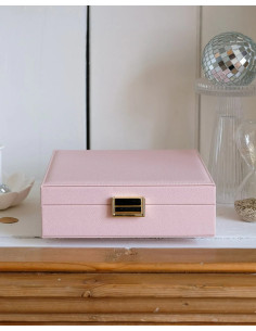 Pink faux leather jewellery box | MAISON SCARLET - 1