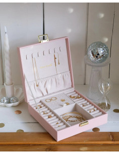 Pink faux leather jewellery box | MAISON SCARLET - 1 2