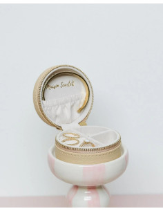 Round faux leather travel jewellery box - beige | MAISON SCARLET - 1 2
