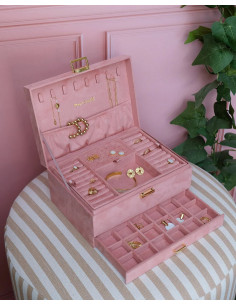 Two-tier jewellery box with pink velvet drawer | MAISON SCARLET - 1 2