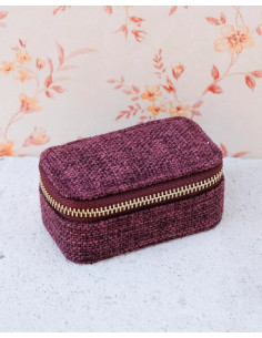 Mini cestovní šperkovnice ve vzhledu lnu - bordó | MAISON SCARLET - 1