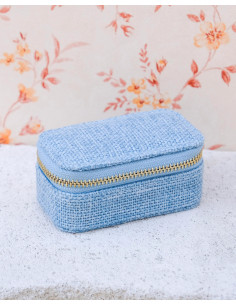 Mini cestovní šperkovnice ve vzhledu lnu - světle modrá | MAISON SCARLET