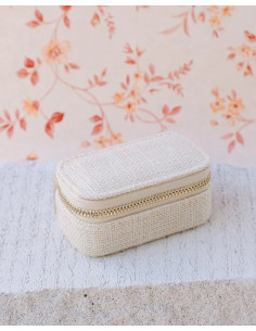 Mini cestovní šperkovnice ve vzhledu lnu - béžová | MAISON SCARLET