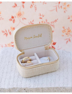 Mini cestovní šperkovnice ve vzhledu lnu - béžová | MAISON SCARLET 2