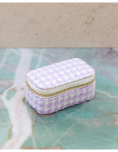 Mini cestovní šperkovnice s motivem kouhoutí stopy - šeříková | MAISON SCARLET - 1