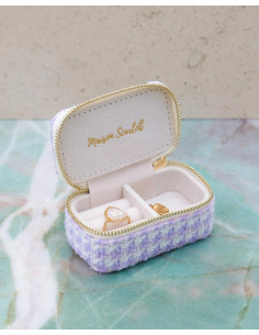 Mini cestovní šperkovnice s motivem kouhoutí stopy - šeříková | MAISON SCARLET - 1 2