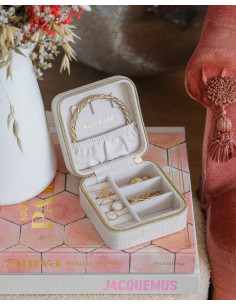 Víkendová šperkovnice v lněném vzhledu - béžová | MAISON SCARLET - 1 2