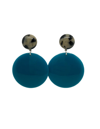 Visací náušnice s kulatým modrým ověsem | FRANCINE BRAMLI
