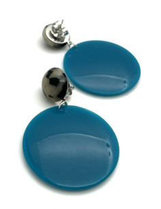 Visací náušnice s kulatým modrým ověsem | FRANCINE BRAMLI - 1 2