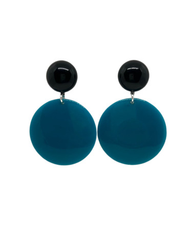 Visací náušnice s kulatým modrým ověsem | FRANCINE BRAMLI