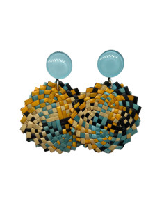 Náušnice Rafie multicolor s kulatým světle modrým detailem | FRANCINE BRAMLI - 1