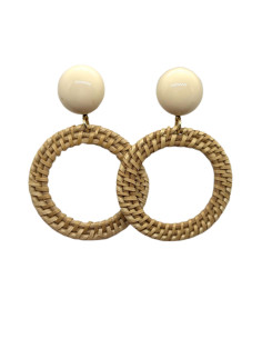 Náušnice Rafie béžová s kulatým béžovým detailem | FRANCINE BRAMLI - 1